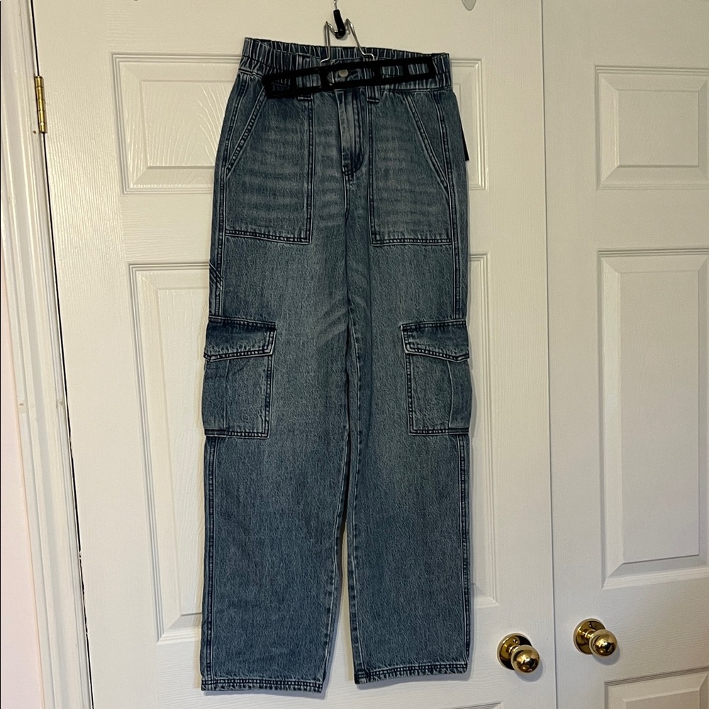 Blank NYC Women's Relaxed Blue Cargo Jeans